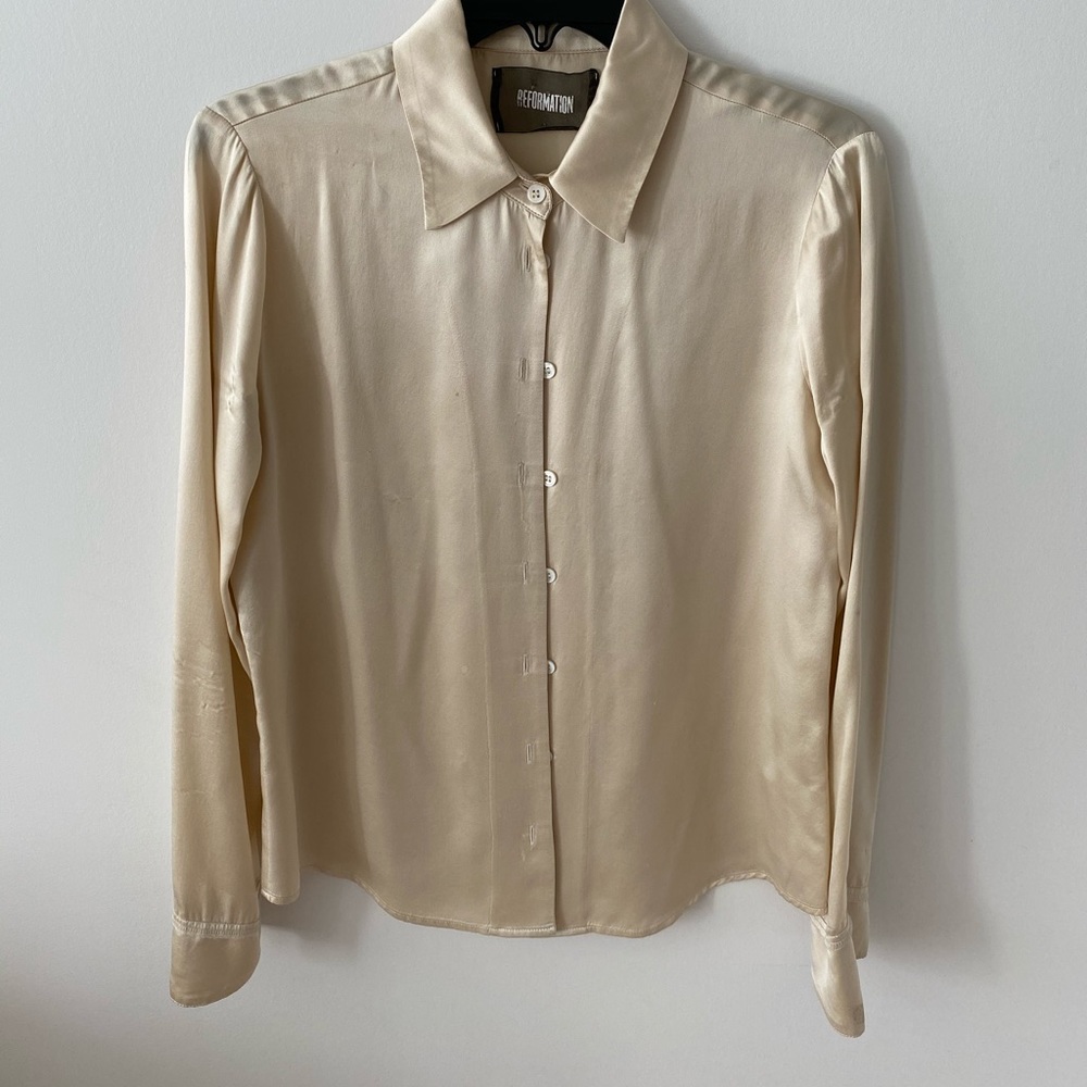 Reformation silk creamy blouse